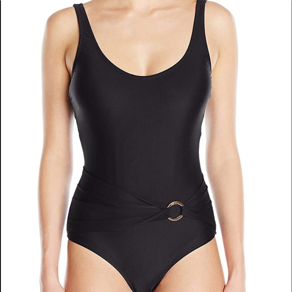 Woman’s Swimwear One Piece Belted Solid Size  12